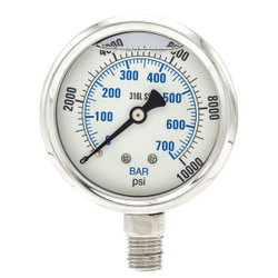 Pic Gauges Pressure Gauge,Liquid Filled PRO-301L-254U-01