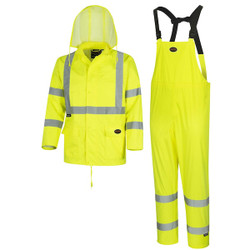 Pioneer Oxford PVC Hi Viz Rain Suit,Green,Medium V1080360U-M