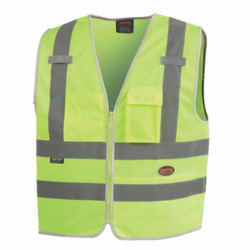 Pioneer Tricot Safety Vest,Green,3XL,2 Stripe V1025160U-3XL