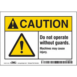 Condor Safety Sign,3.5in x 5in,Vinyl 478M62