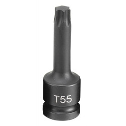Grey Pneumatic Socket,T55,1/2"D,Int Impact,Trx Lg M 2155T
