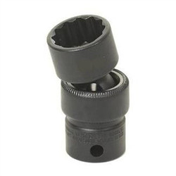 Grey Pneumatic Impact Socket,3/4",3/8"D,Univ 12pt.,Blk 1124U