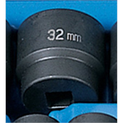 Grey Pneumatic Socket,32mm,1/2"D,Impact,6pt. 2032M