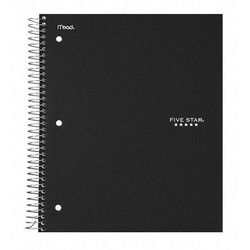 Five Star Notebook,Fs,3 Sub,8.5"x11.5",Black 72069