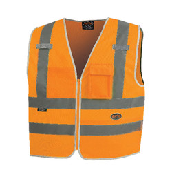 Pioneer Tricot Safety Vest,Orange,Large,2 Stripe V1025150U-L