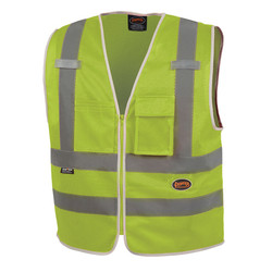 Pioneer Mesh Safety Vest,Green,2XL,2 Stripe V1025260U-2XL