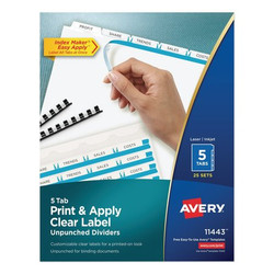 Avery Dennison Label Dividers,5 Tab,PK25 11443