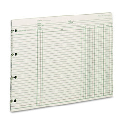 Wilson Jones Ledger Sheets,9.25x11.88",Green,PK100 WGN2DA