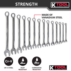 K-Tool International High Polish SAE Combo Wrench Set,14 pcs. KTI-41304