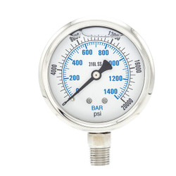 Pic Gauges Pressure Gauge,Liquid Filled PRO-301L-254W-01