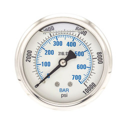 Pic Gauges Pressure Gauge,Liquid Filled PRO-302L-254U-01