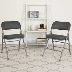 Flash Furniture Gray Fabric Folding Chair,PK2 2-AW-MC320AF-GRY-GG