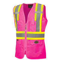 Pioneer Ladies Mesh Back Vest,Pink,XS V1021840U-XS