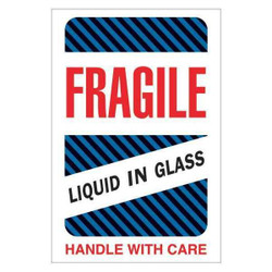 Tape Logic Label,Fragile Liquid Glass,4x6" DL1590