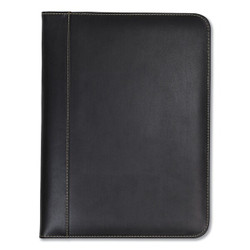 Samsill Contrast Stitch Leather Padfolio,Black 71710