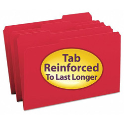Smead Folders,Reinforced Tab,Red,PK100 17734