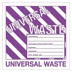 Tape Logic Label,"Universal Waste",6"X6",Prpl/Wht DL1303