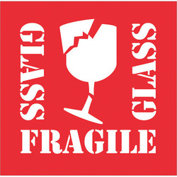 Tape Logic Label,"Fragile Glass",4"X4",Red/White DL1282