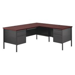 Hirsh L-Shaped Desk,29 1/2"H,Charcoal/Mahogany 20451