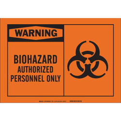 Brady Biohazard Sign,3-1/2 x 5In,Black on Orng 83928