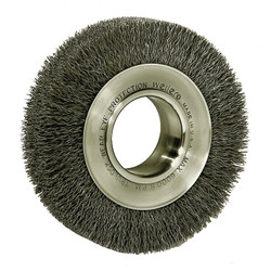 Medium-Face Crimped Wire Wheel, 6 in D x 1 in W, .014 in Steel Wire, 6,000 rpm