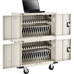 Global Industrial 32-Device Charging Cart for Chromebooks and Tablets Putty Unas