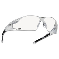 Rush Series Safety Glasses, HD Lens, Anti-Scratch, Hydrophobic, Clear Frame, TPR
