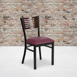 Flash Furniture Bk/Wal Slat Chair-Burg Seat,PK2 2-XU-DG-6G5B-WAL-BURV-GG