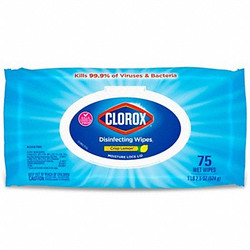 Clorox Disinfecting Wipes,Crisp Lemon,75 ct,PK6 31404