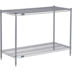 Nexel 2 Shelf Nexelate Silver Epoxy Wire Shelving Unit Starter 54""W x 21""D x 3