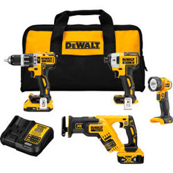 DeWALT 20V MAX XR Cordless 4-Tool Combo Kit Brushless Li-Ion