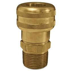 Air Chief Industrial Semi-Auto Coupler, Pipe Thread, 1/4 in Body Size, 3/8 in (NPT) M, Brass