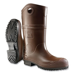 DuraPro XCP Rubber Boots, Steel Toe, Men's 13, 16 in Boot, PVC, Brown/Black