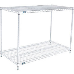 Nexel 2 Shelf Stainless Steel Wire Shelving Unit Starter 48""W x 21""D x 34""H