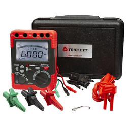 Triplett Insulation Tester, 500 to 5000V, LCD MG600