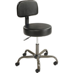Interion Antimicrobial Vinyl Medical Stool with Backrest Black