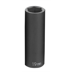 Grey Pneumatic Socket,19mm,1/2"D,Impact,6pt.,D 2019MD