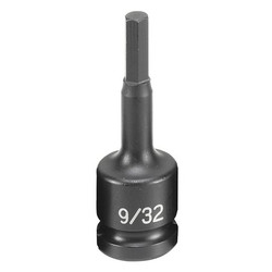 Grey Pneumatic Impact Socket,9/32",1/2"D,Hex 2909F