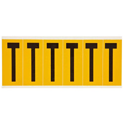 Brady Letter Label,T,1-1/2 in. W x 3-1/2 in. H 1550-T