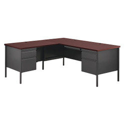 Hirsh L-Shaped Desk,29 1/2"H,Charcoal/Mahogany 20454