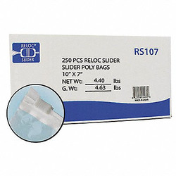 Reloc Zippit Reclosable Poly Bag,Slide Seal,PK250 RS107