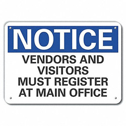 Lyle Rflctv Visitors Notice Sign,10x14in,Alum LCU5-0231-RA_14X10