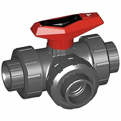 Gf Piping Systems Ball Valve,3-Way,Union,Socket,1/2 in 161543082