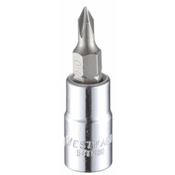 Westward Socket Bit, Steel, 1/4 in, TpSz #0 54TN80