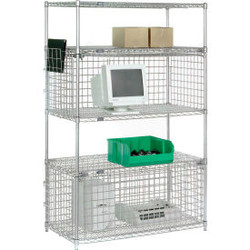 Nexel 5 Shelf Chrome Wire Shelving Unit 1 Enclosure 48""W x 24""D x 74""H