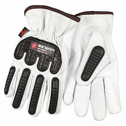 Mcr Safety Leather Gloves,White,L,PK12  36136HPL