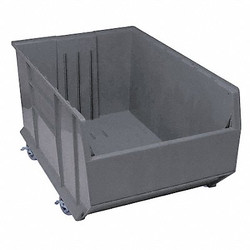 Quantum Storage Systems Mobile Bin,Gray,Polypropylene,17 1/2 in QRB256MOBGY