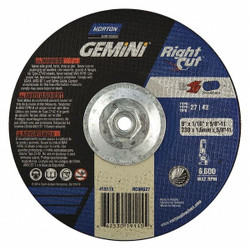 Norton Abrasives DepressdCntrCtOffWhl,5/8"-11CN,ThreadHle 66253019115