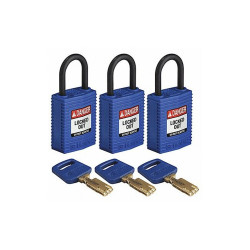 Brady Lockout Padlock,Nylon,Bl,PK3 CPT-BLU-25PL-KA3PK