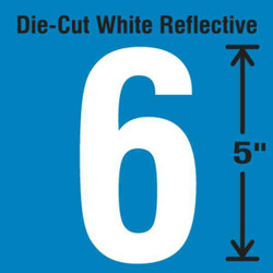 Stranco Die-Cut Reflective Number Label, 6,PK5  DWR-5-6-5